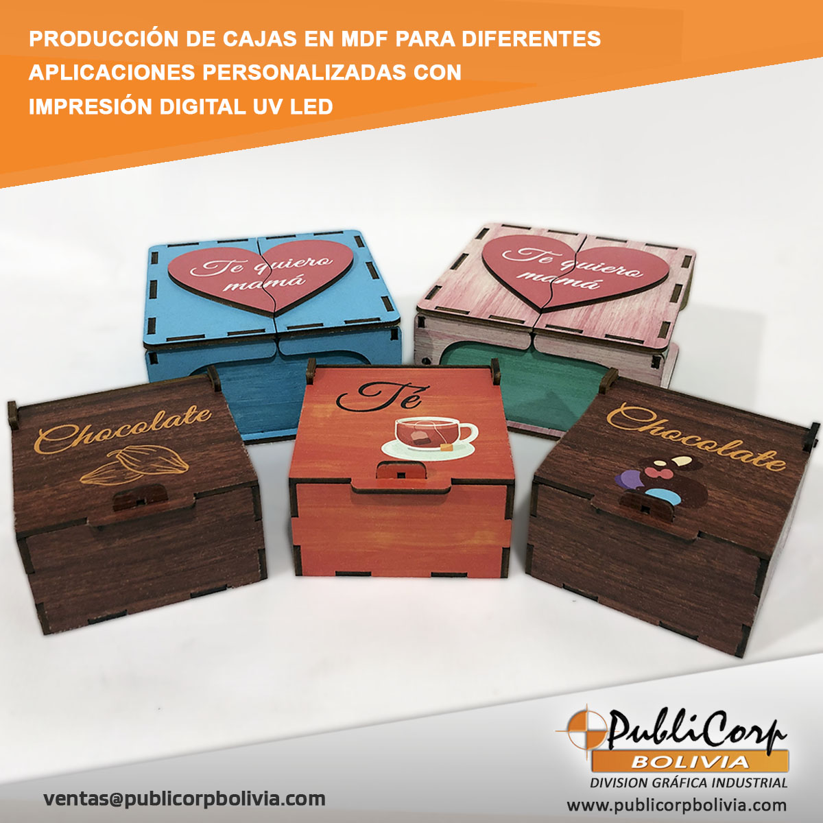 Cajas MDF personalizadas con impresion UV LED